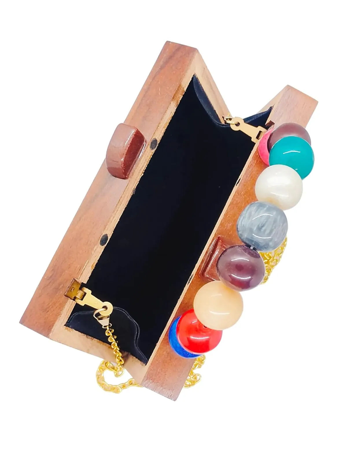 Avani Brown Wooden Slim Rectangular Clutch Bag